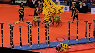 Barongsai dari Malaysia jatuh dari tiang - Kejuaraan Barongsai Dunia FOBI 2024