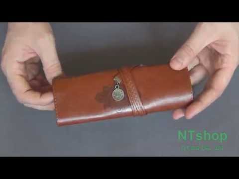 Кожаный пенал косметичка | Leather cosmetic bag pencil case