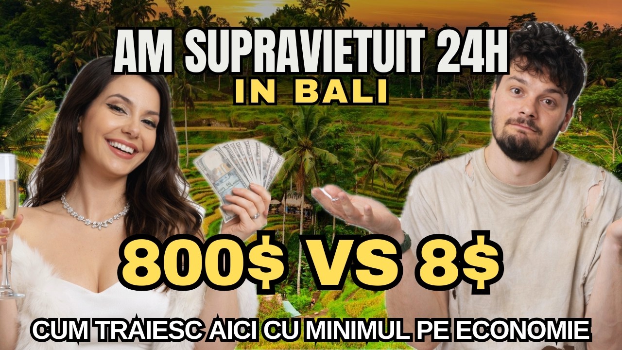 Am supravietuit 24h in Bali 🌴 cu minimul pe economie! | 8$ vs 800$ 😱