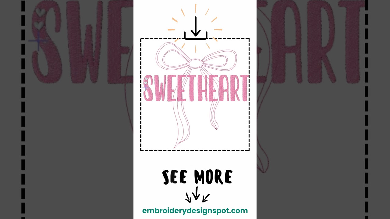 Sweetheart Bow Embroidery Design - Valentine's Day