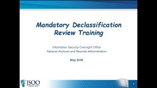 Mandatory Declassification Review Training