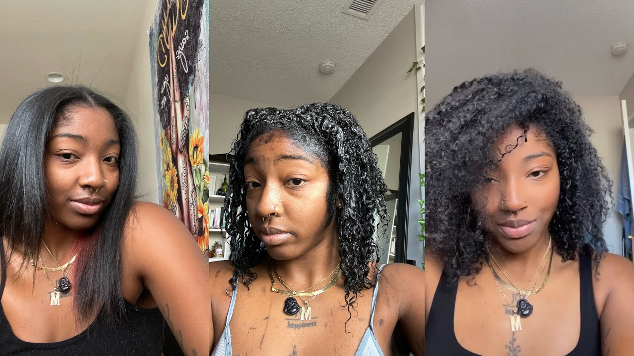 watch my hair revert from straight to curly + dyeing my natural hair