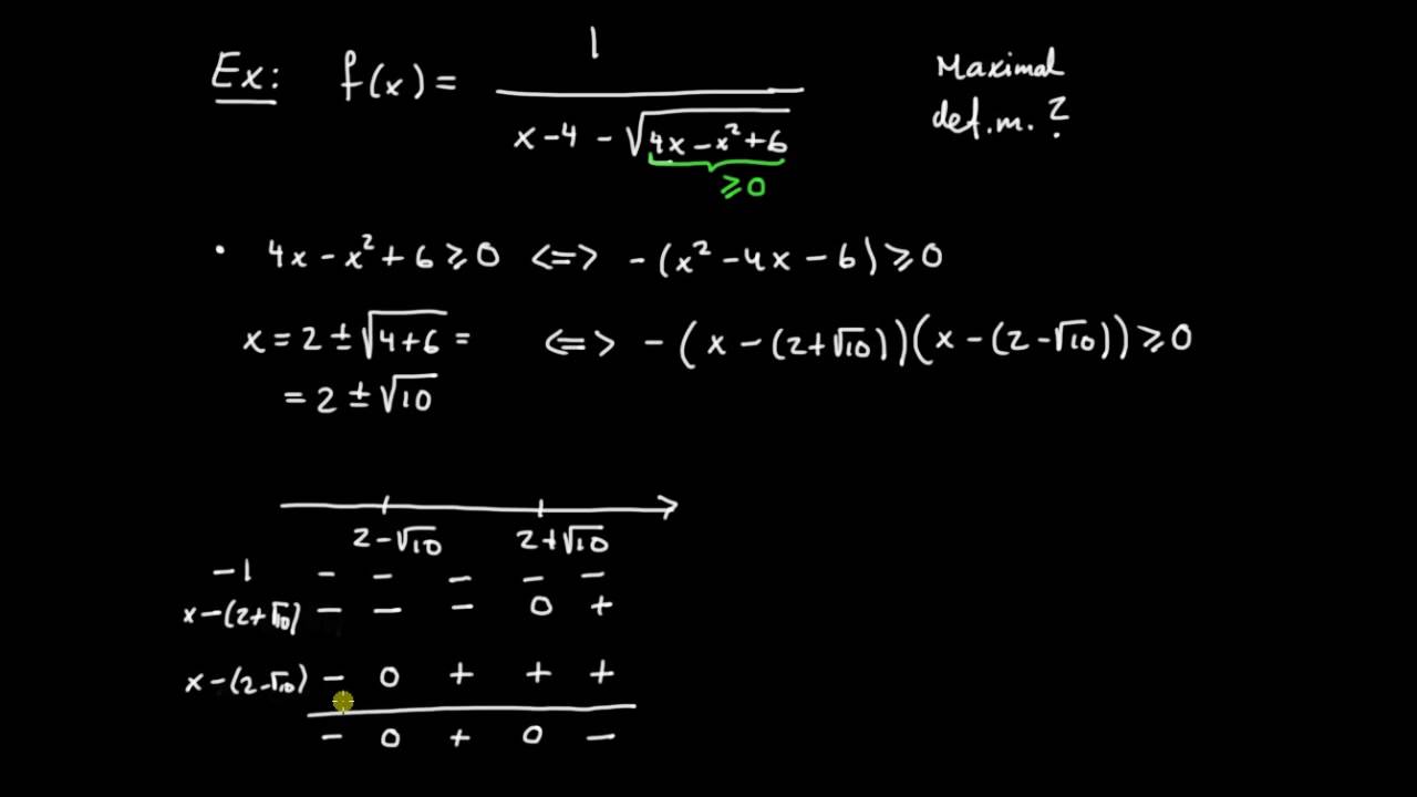 Funktioner del 6 - största möjliga definitionsmängd till en funktion, exempel