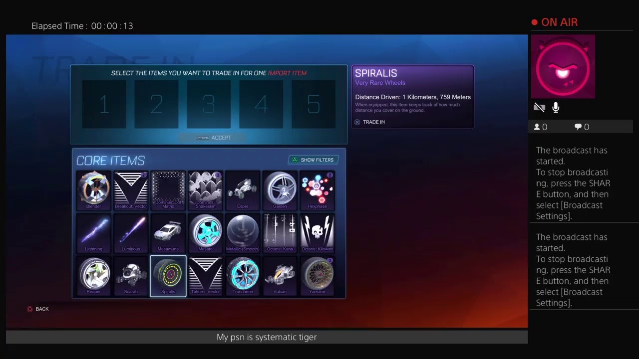 Rocket leauge 5 ncvr trade up