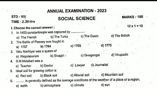 8th Social Science Annual Exam Question Paper 2024 8th Social Science