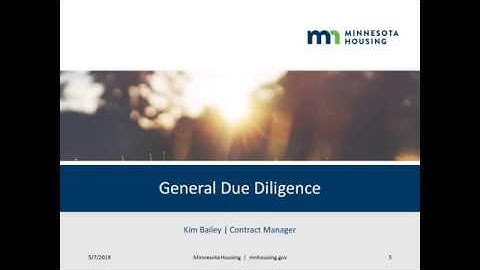 Bridges Program: Due Diligence Webinar