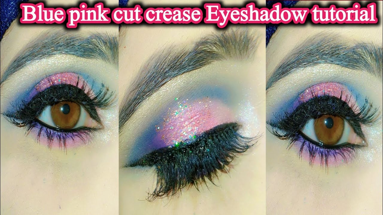 How to Blue 💙 pink cut crease Eyeshadow look Party Eye makeup By ...