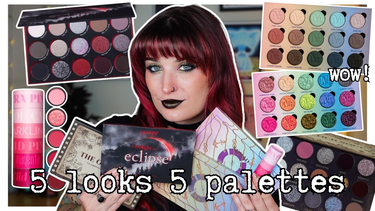5 looks 5 palettes! eclipse, coastal cruise, aurora cruise, the old soul, ultra pinks