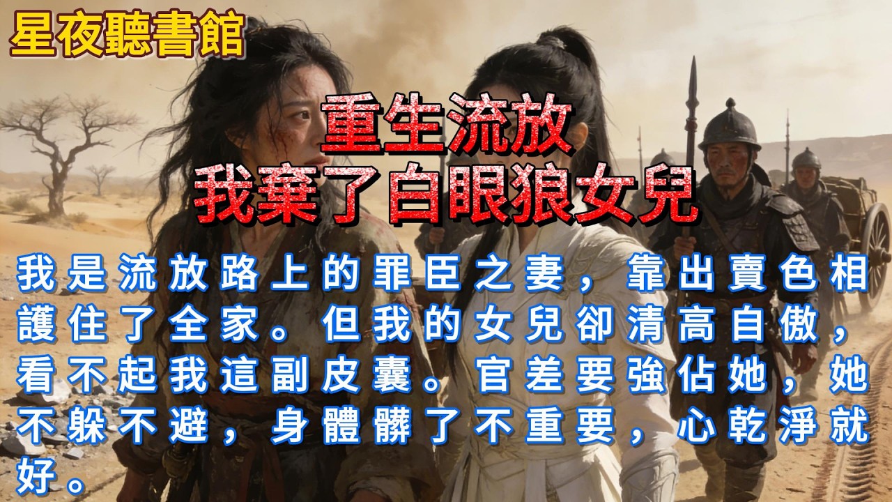 《重生流放，我棄了白眼狼女兒》我是流放路上的罪臣之妻，靠出賣色相護住了全家。但我的女兒卻清高自傲，看不起我這副皮囊。官差要強佔她，她不躲不避，身體髒了不重要，心乾淨就好。#一口氣看完 #穿越 #爽文