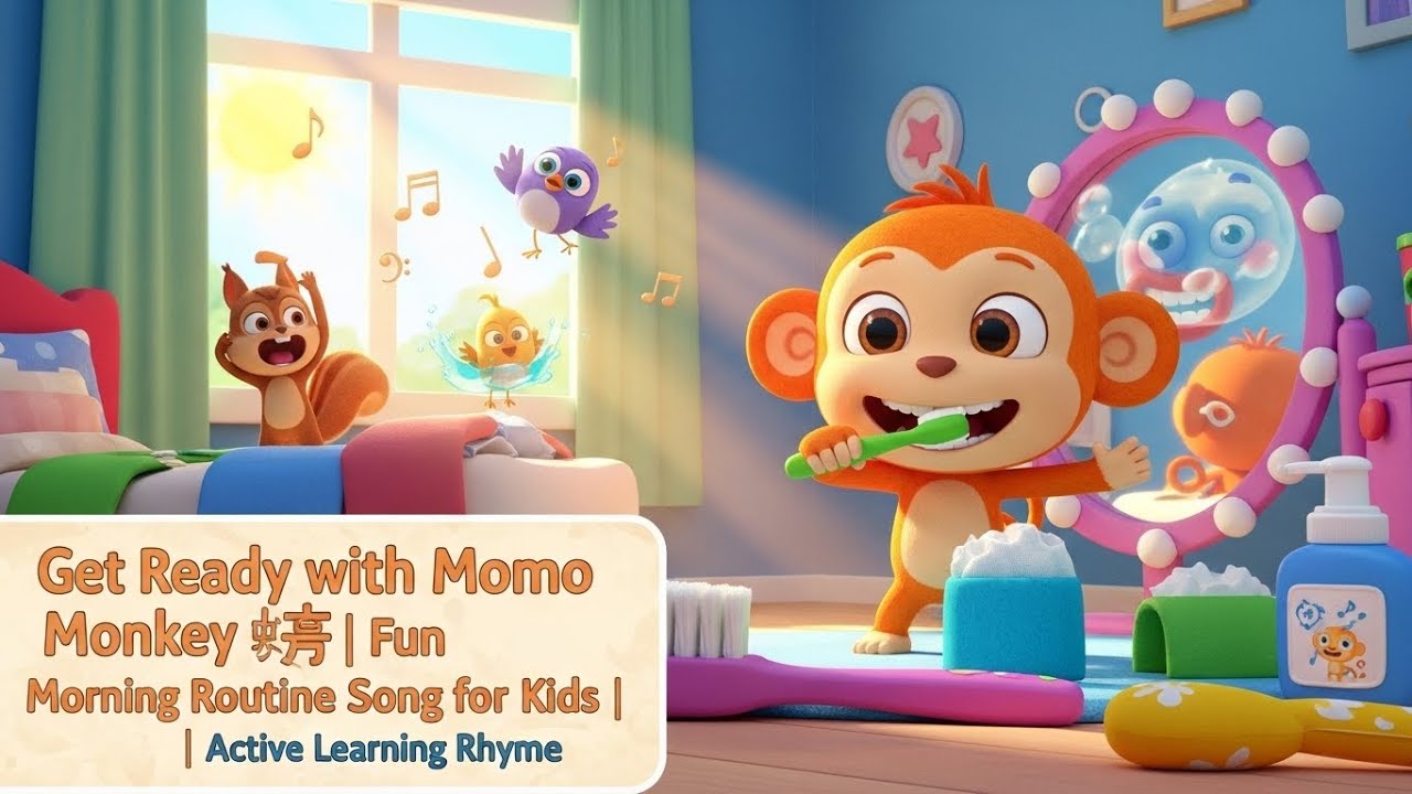 Get Ready with Momo Monkey 🐵 | Fun Morning Routine Song for Kids | Active Learning Rhyme