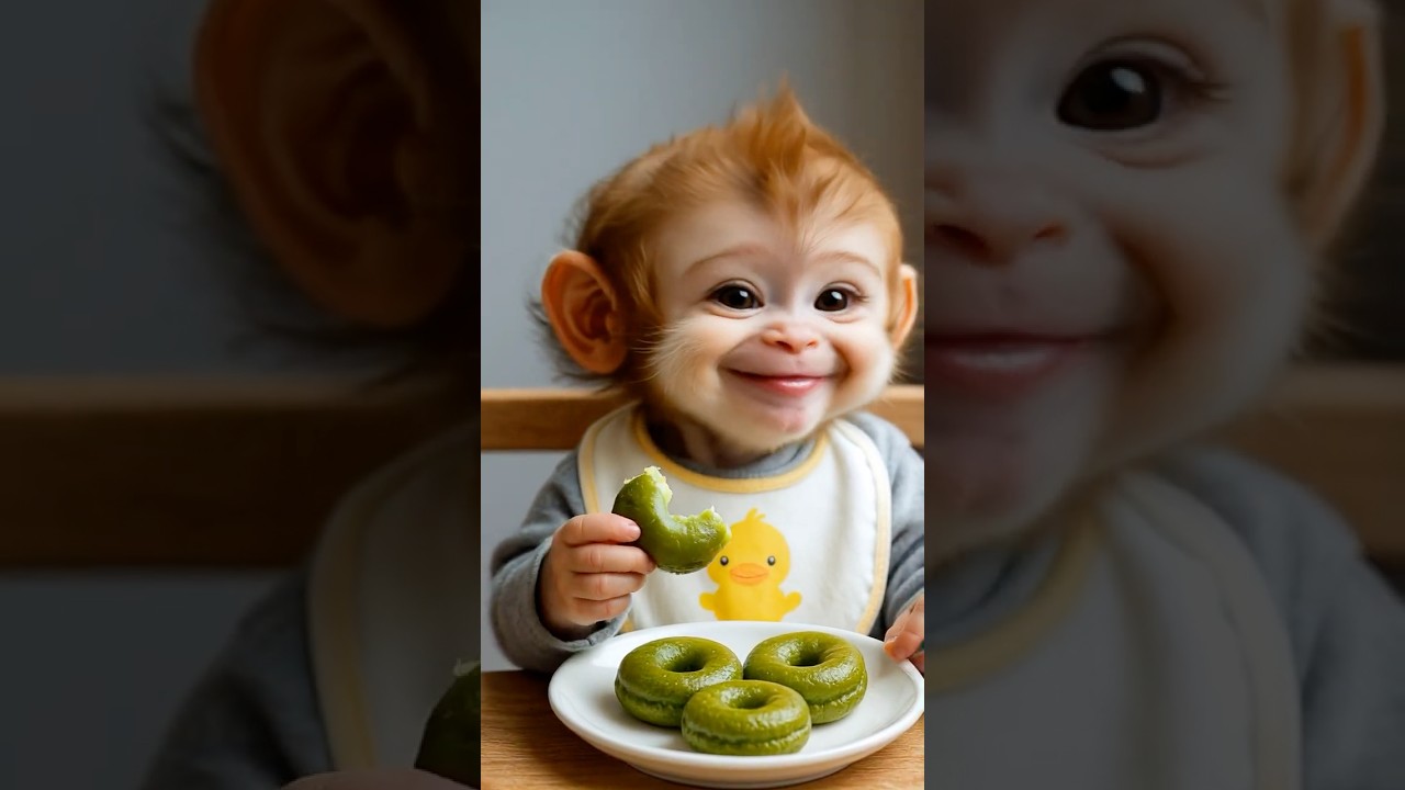 Warning: This Baby Monkey Eating Donuts Might Melt Your Heart! 😍🍩