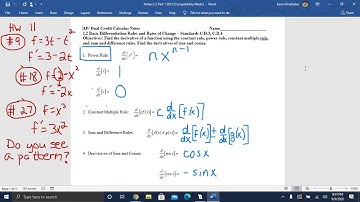Calculus Notes 2.2A (HW 12) Basic Differentiation Rules - Video 1