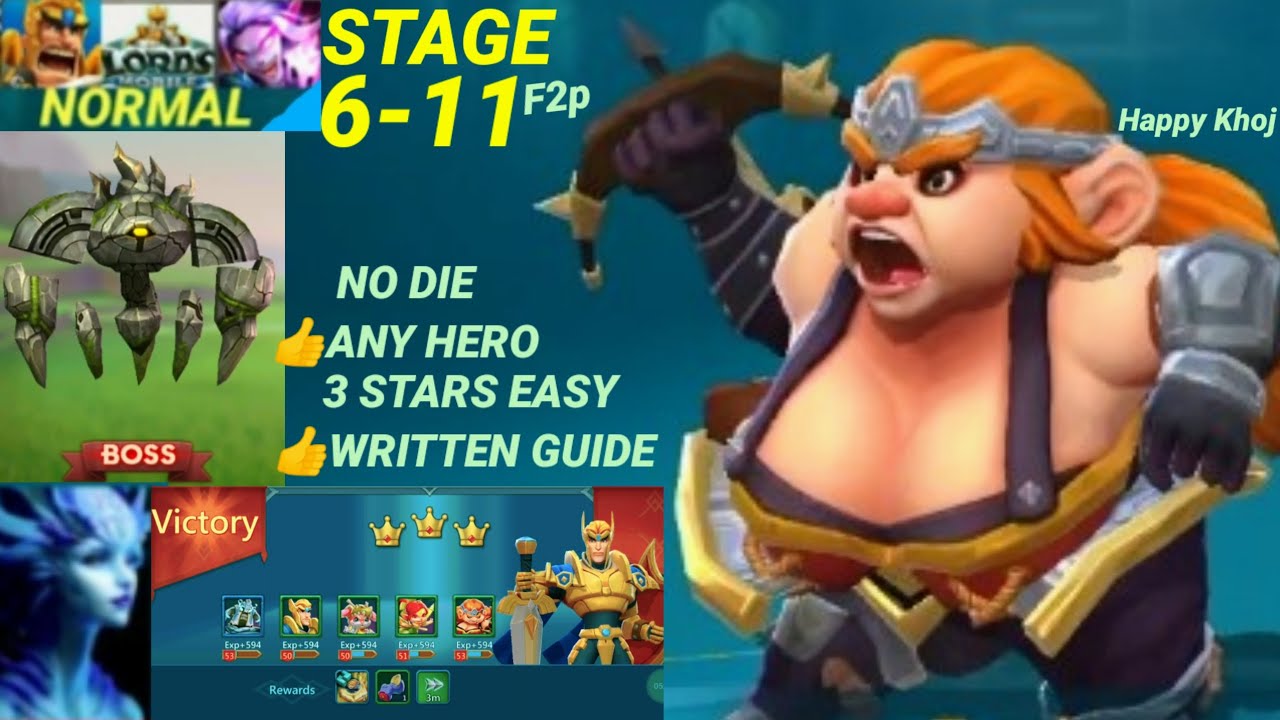 Lords Mobile 6-11 Normal 3 Stars|NO DIE HERO🏃Connect Channel for👍Your Best🦖