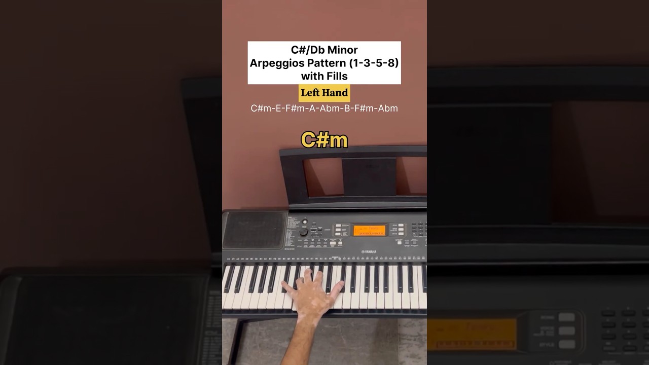 C# Minor Chord Progression | Left Hand | 80BPM | 1-3-5-8 Pattern Practice | Piano Journey | Habil A
