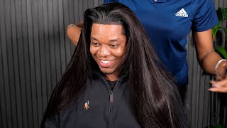 🔥MASCULINE* straight hair frontal wig install