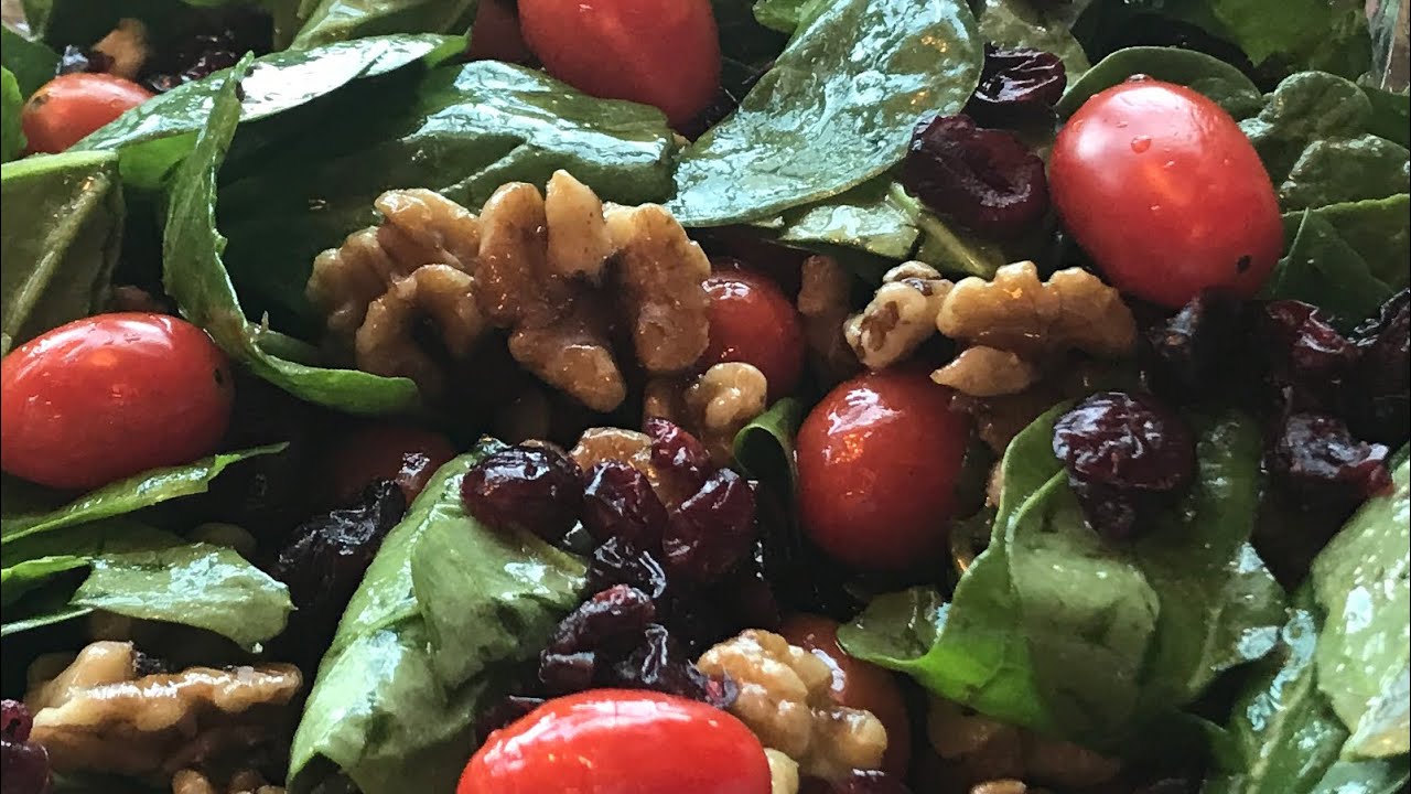 SPINACH CRANBERRY WALNUT SALAD- healthy yet sinfully delicious - YouTube