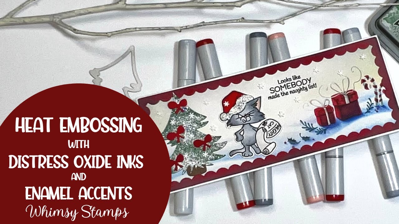 Heat Embossing with Distress Oxide Inks and Enamel Accents - YouTube