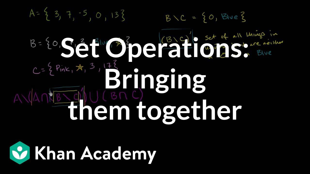 Bringing the set operations together | Probability and Statistics | Khan Academy