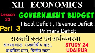 Fiscal Deficit , Revenue Deficit & Primary Deficit , Budget राजकोषीय घाटा , राजस्व & प्राथमिक घाटा