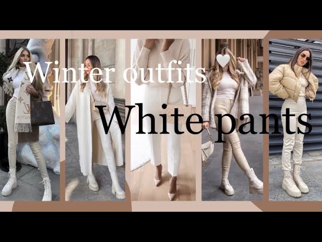 Trendy white jeans outfits ideas  how to wear white jeans 2024 / outfits  whits pants winter 2024 