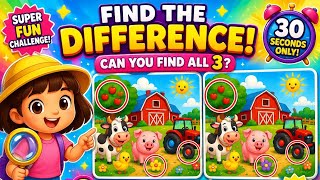 🕵️ Find the Difference Challenge! 🐮🍭🐠 Can You Find All 3? | Fun Puzzle Game for Kids! 🌈 screenshot 1