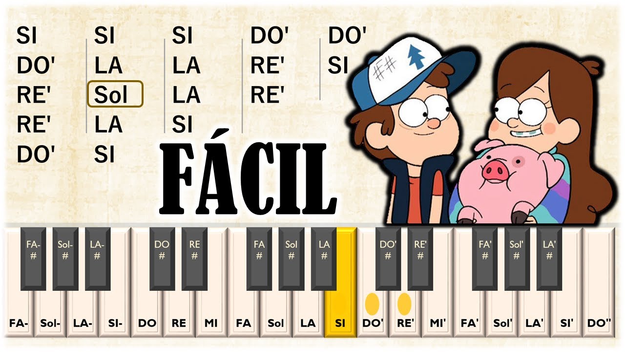 COMO TOCAR la Cancion de Gravity Falls En Piano 🎹 Tutorial con NOTAS |  FACIL - YouTube