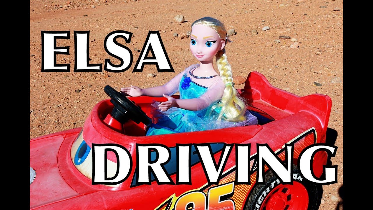 Frozen My Size Elsa DRIVES McQuuen Power Wheels Car YouTube