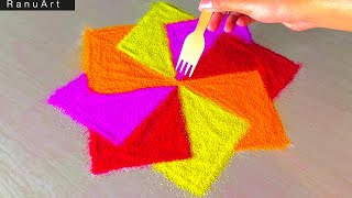 2 Simple Rangoli | Diwali Rangoli Designs | Navratri Rangoli designs | Rangoli colors | Ranu Art