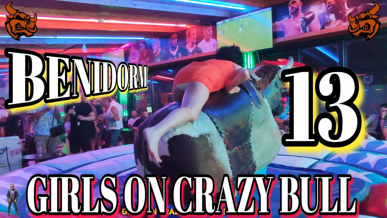 GIRLS ON CRAZY BULL 13 #cowgirl #bullriding #mechanicalbull #mechanicalbullriding #benidorm