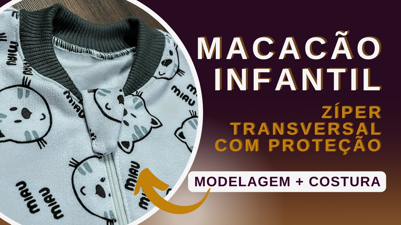 🟠MODELAGEM COMPLETA macacão infantil com zíper transversal e acabamento de segurança.