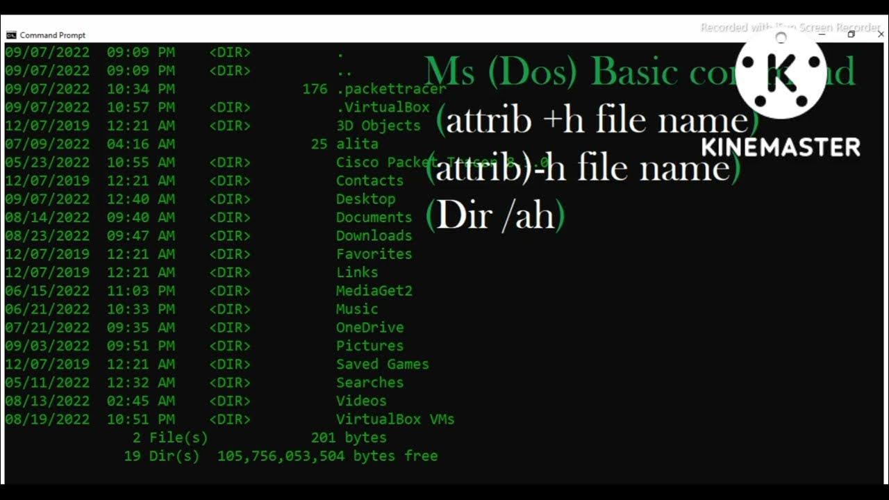 Attrib command hide unhide file folders in ms dos by computer user