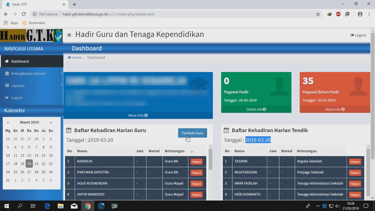 Entri Kehadiran Manual Melalui Aplikasi HadirGTK v.2.1 