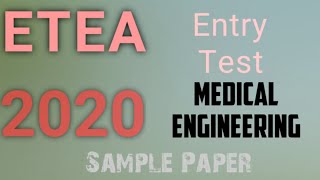 ETEA entry test sample paper Medical and Engineering || All Subjects 2020