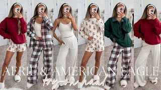 Career Overview Aerie & American Eagle Try-On Haul | Holiday Pjs and Loungewear