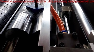 Automatic windows patching machine with corner cutting and double side creasing for pvc film