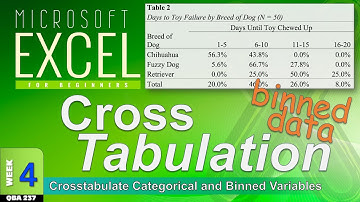 CROSSTABULATION of a Categorical and Binned Variable in Excel (WK4b)