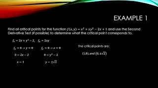 Calculus III C3S7L2 The Second Derivative Test