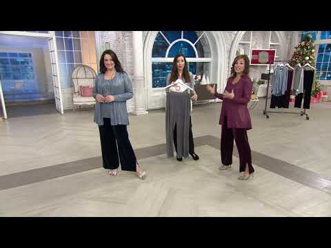 Susan Graver Stretch Velvet Pants with Side Slits on QVC