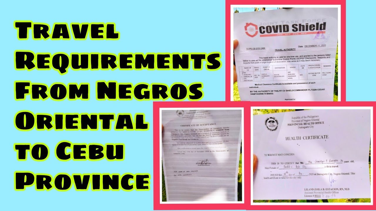 Travel Requirements from Negros Oriental to Cebu Province