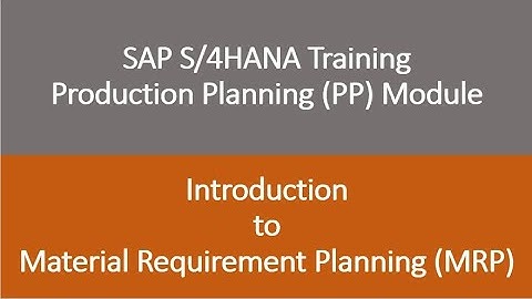 Video 12 - SAP S/4HANA Production Planning (PP) training - Introduction to MRP