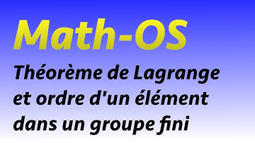 THÉORÈME DE LAGRANGE & ORDRE D