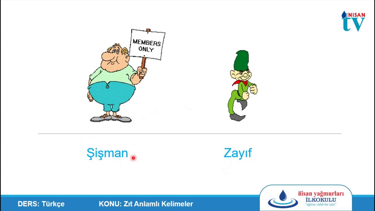 1. Sınıf Türkçe - Zıt Anlamlı Kelimler - YouTube