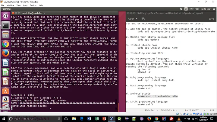 SETTING UP DEVELOPMENT ENVIRONMENT IN UBUNTU LINUX JULY 2017