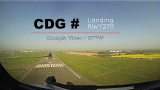 Landing at PARIS Charles de Gaulle airport (CDG/LFPG) Rwy 27R - cockpit view