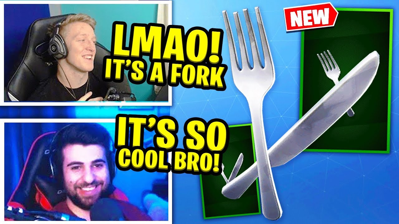 TFUE & STREAMERS REACT TO *NEW* "FORK KNIFE" DUAL WIELD PICKAXE! (Fortnite BEST Moments)