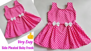 Side pleated Baby frock cutting and stitching very Easy | Very Easy Side pleated baby Frock