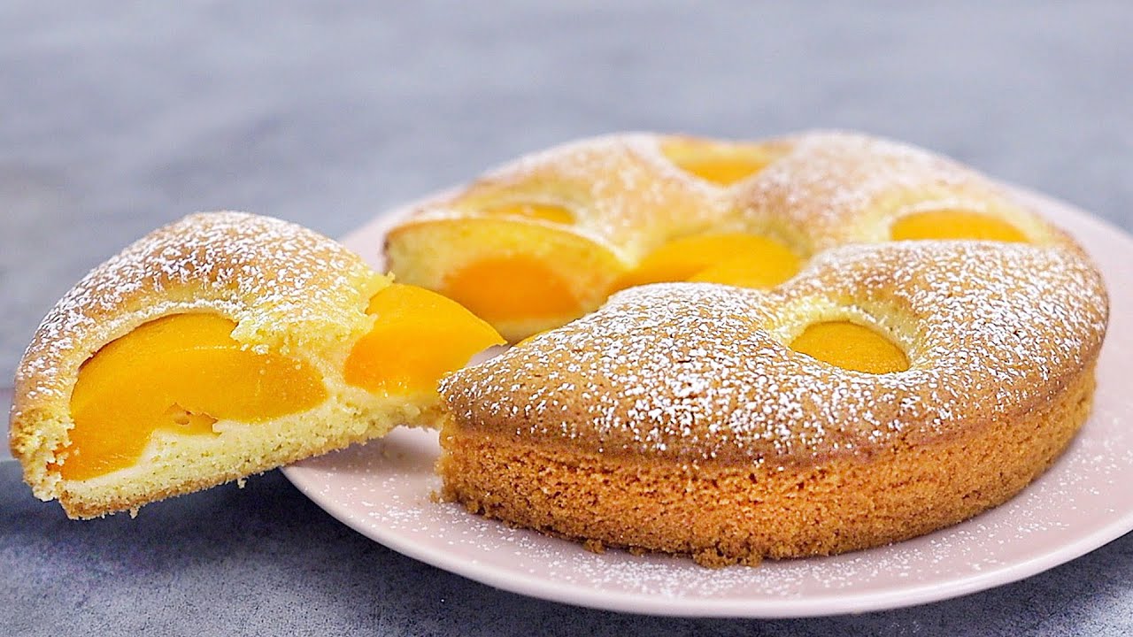 Пирог с консервированными персиками