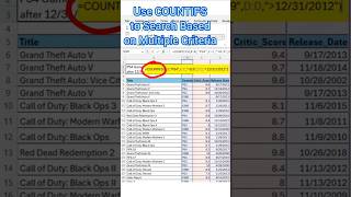 Excel - CountIF and CountIFs Video Game Sales #excel #exceltips #work #school #college #exam #data