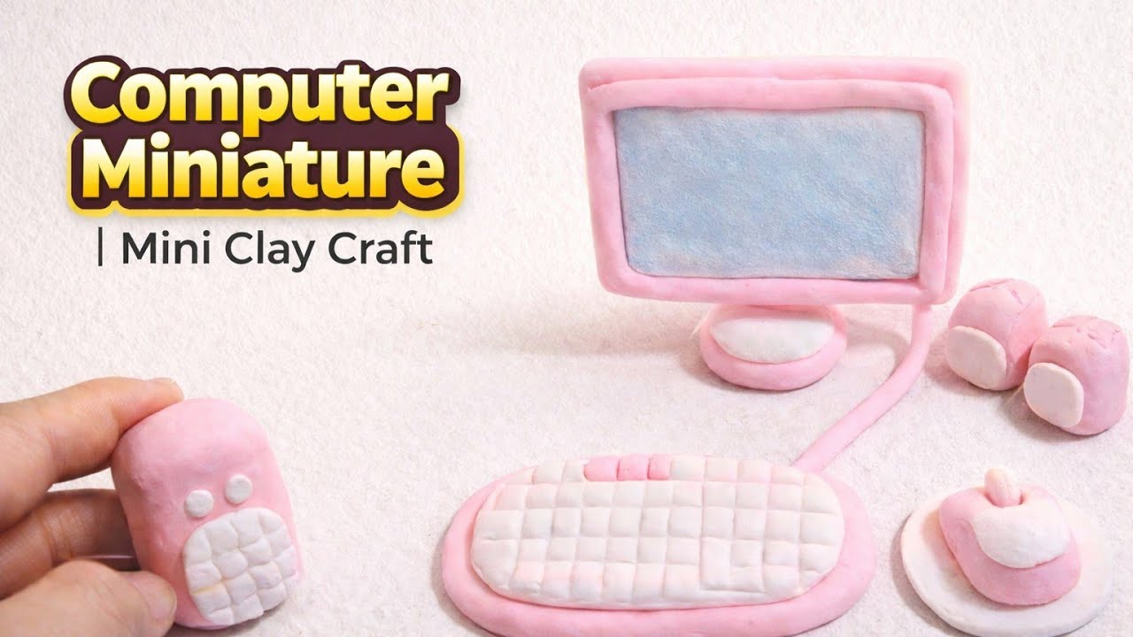 how to make miniature computer set using clay|| #minicoputer #clayart # ...