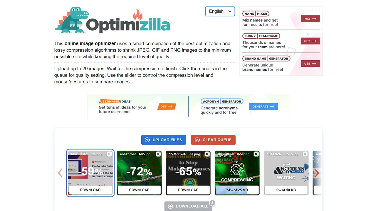 Optimizilla -  Best Image Compression Online